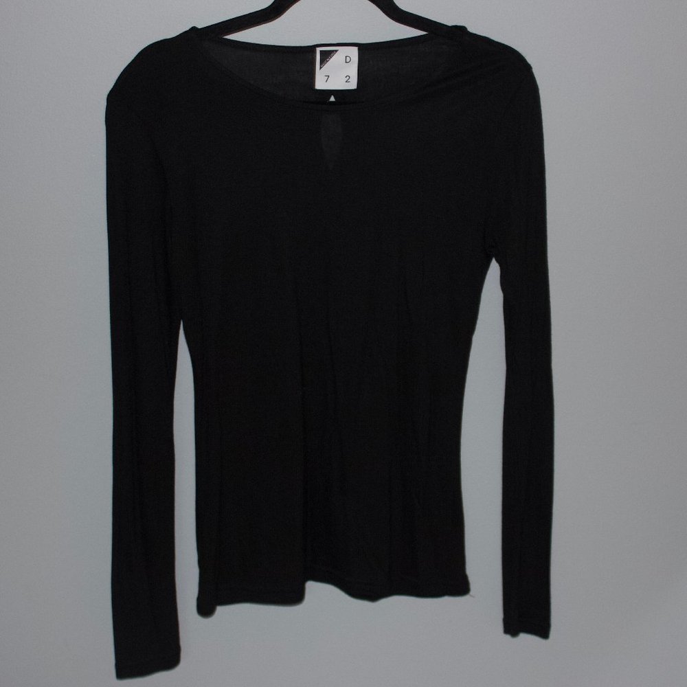 Fitted Black Cotton Long Sleeve Shirt - Picture 1 of 2